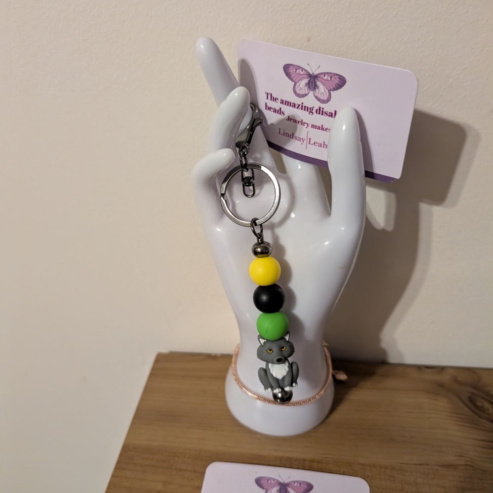 Cat Keychain with Beads